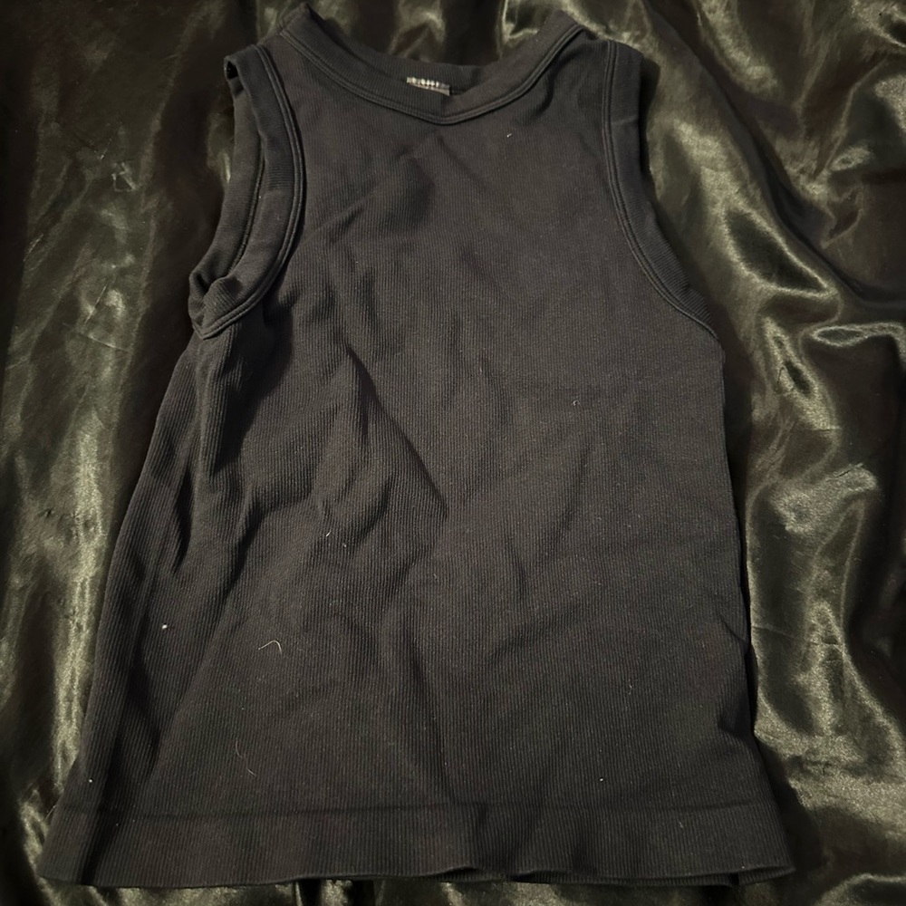 Black Sleeveless Ribbed Top